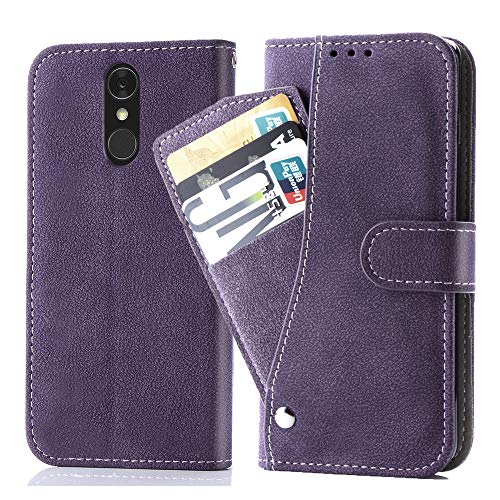 Asuwish LG Q7 LG Q7 Plus Style L-03K Wallet Case,Luxury Leather Wallet Phone Cases with Credit Card Holder Slot Stand Kickstand Book Rugged Flip Folio Protective Cover for LG Q7+ Women Men Purple