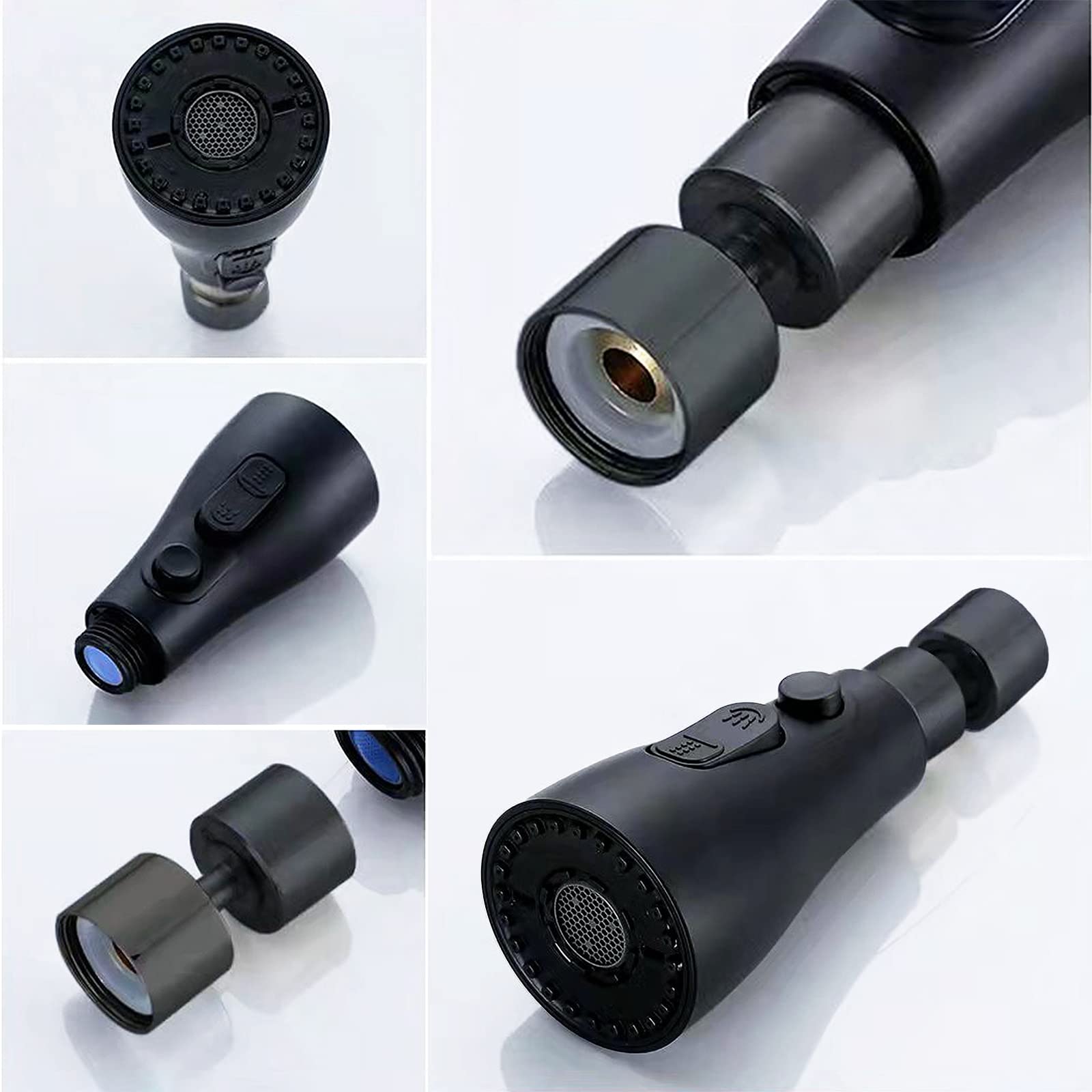 Girar grifo giratorio aireador 3 funciones cabezal de pulverización 360 ° grifo giratorio cabeza spayer G1/2 aireador de fregadero de ahorro de agua para grifo de cocina cabezal de pulverización de