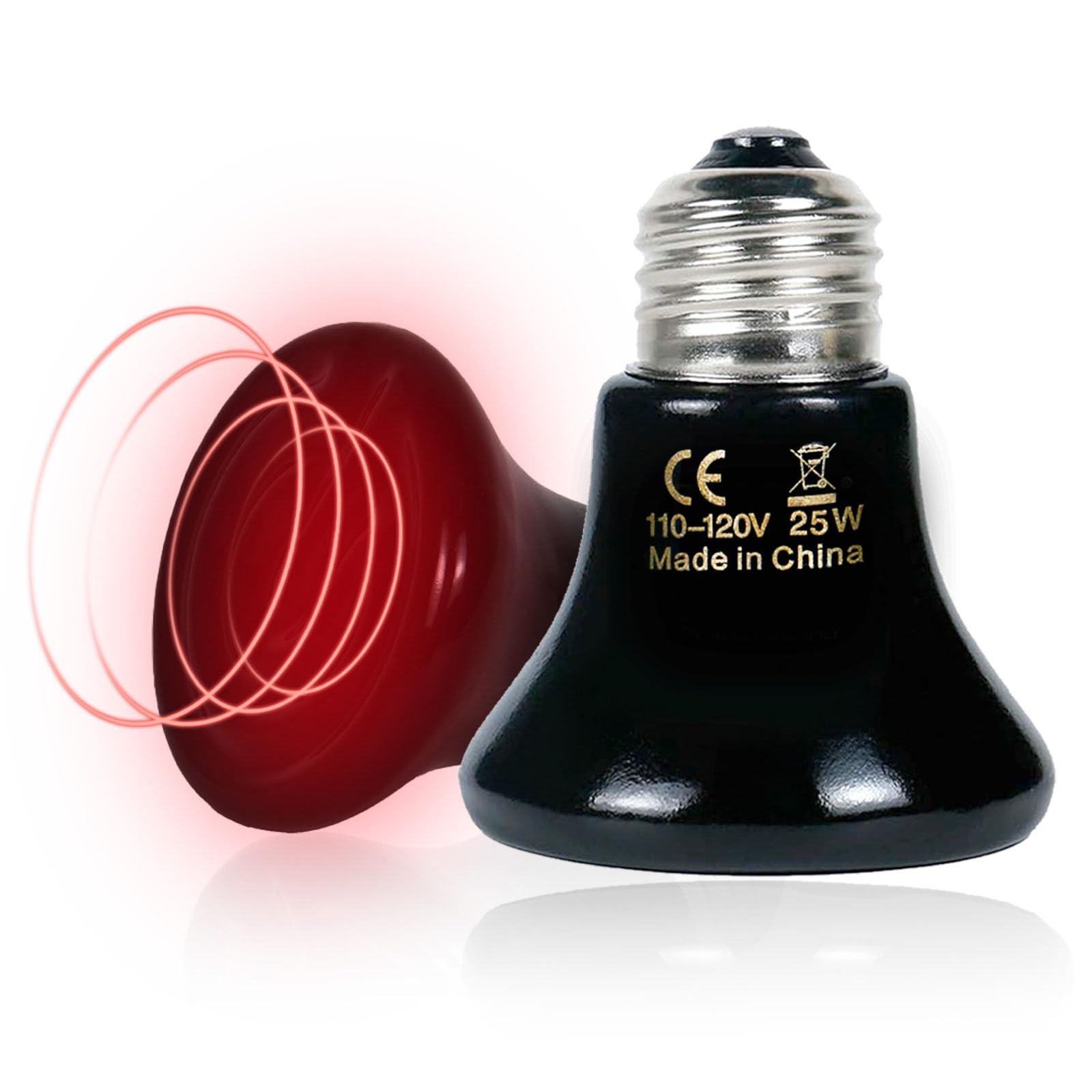 GVWRATW 2-Pack Ceramic Heat Emitter Lamp 0.2inch(60mm)– 25W, Non-Light Emitting, 24/7 Safe Heat for Reptiles & Small Pets, E26