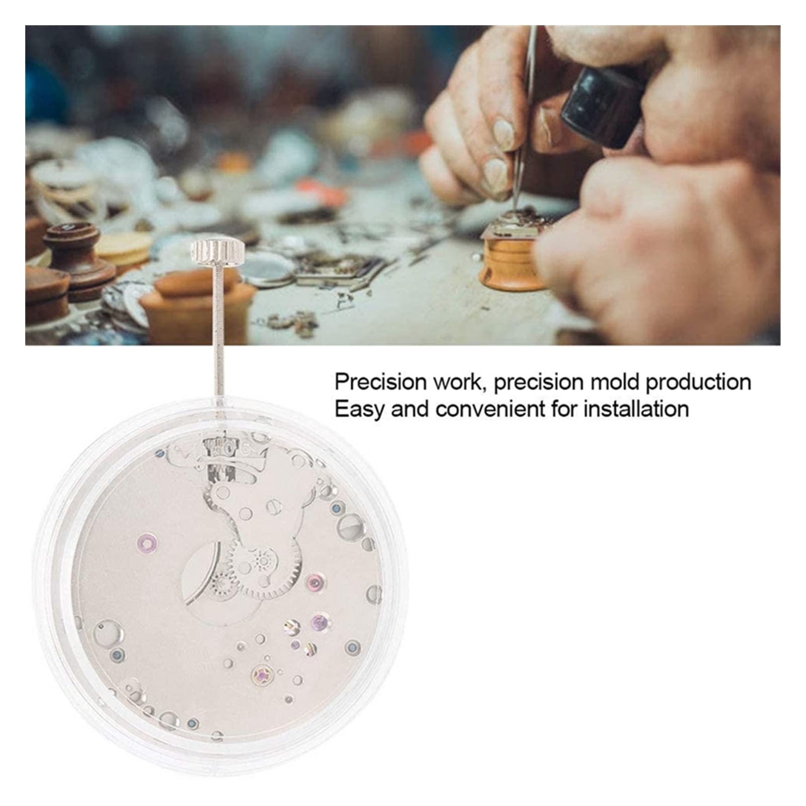 Mecanismo de reloj mecánico automático. Mecanismo de reloj con superficie brillante. Fácil de usar para trabajos de relojería de precisión. Incluye un completo kit de herramientas para la reparac