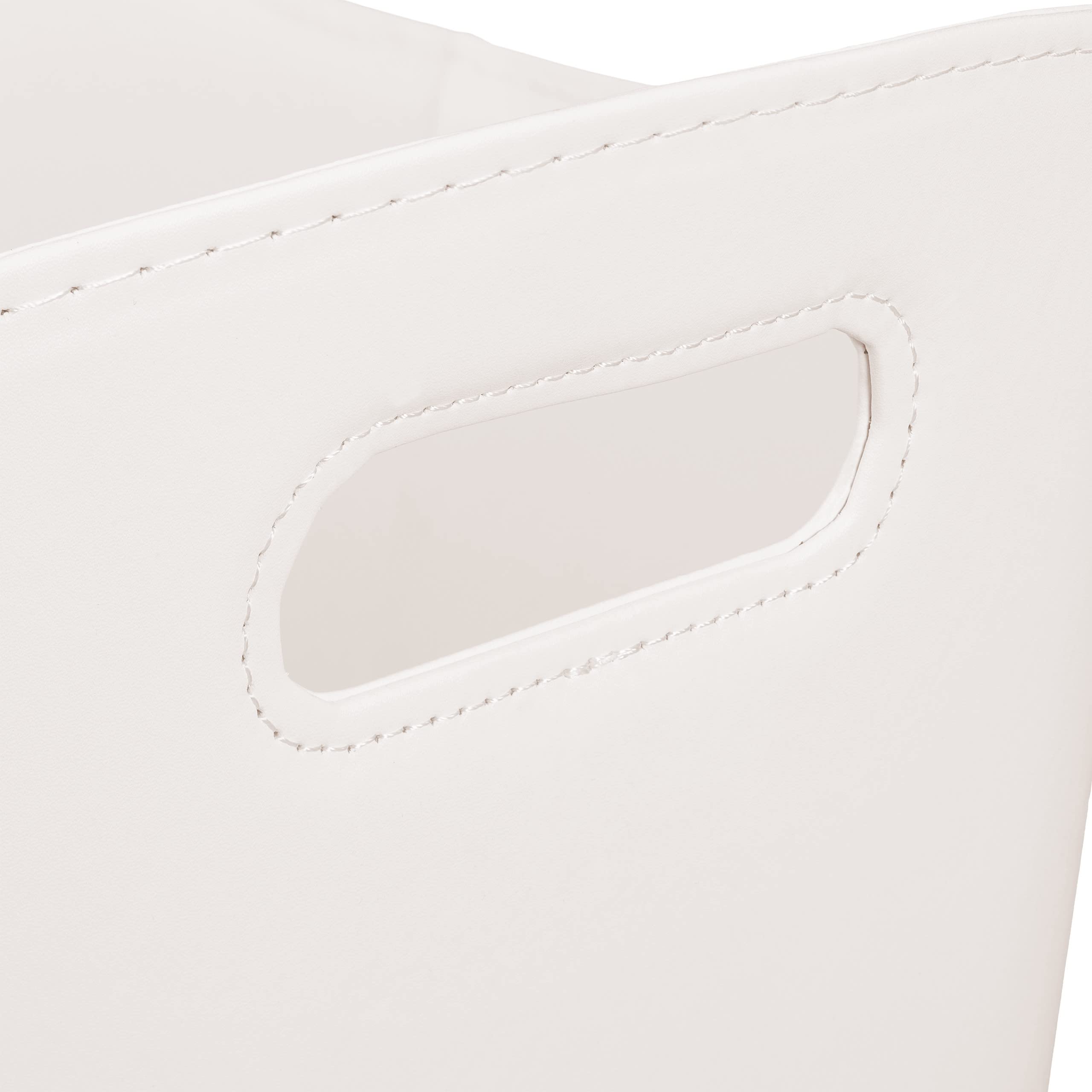 Relaxdays Cesta para Leña Piel Sintética XL, Canasto para Troncos con Asas, para Madera de Chimenea, Blanco Crema