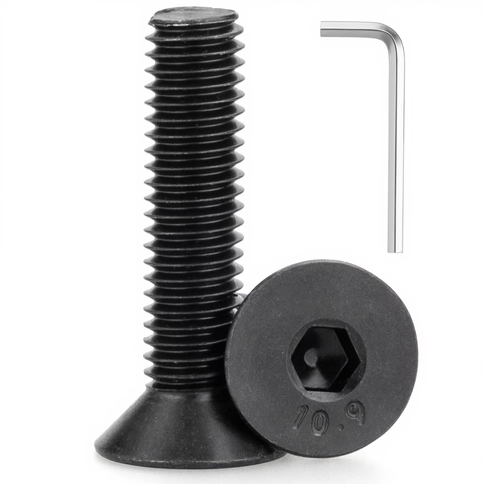 M10-1.5 x 110mm Flat Head Socket Cap Screws, Grade 10.9 Alloy Steel Countersunk Bolts, Fully Threaded with Allen Socket Drive (2 PCS)