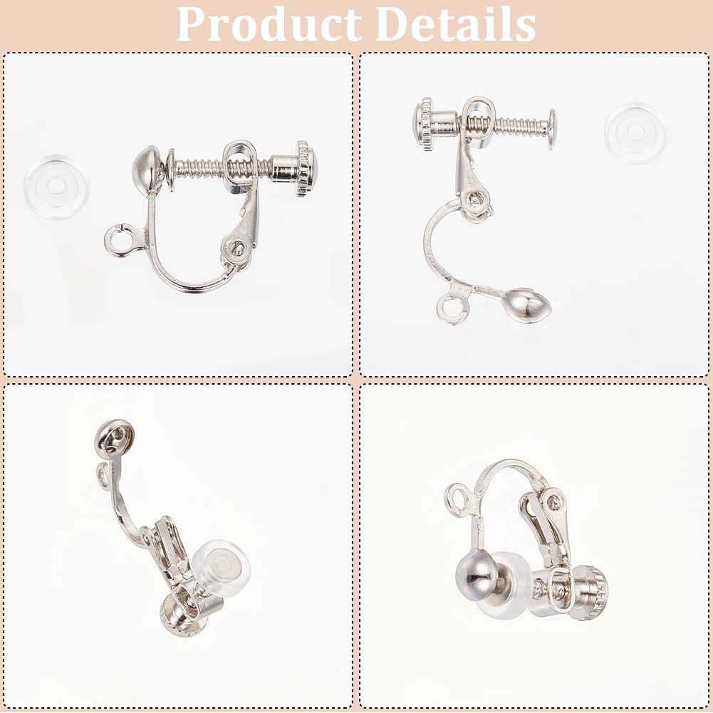 Lot 36 Convertisseurs Boucles D'Oreilles Clip – Argent/Doré/Platine – Non Percées Avec Coussinets Silicone