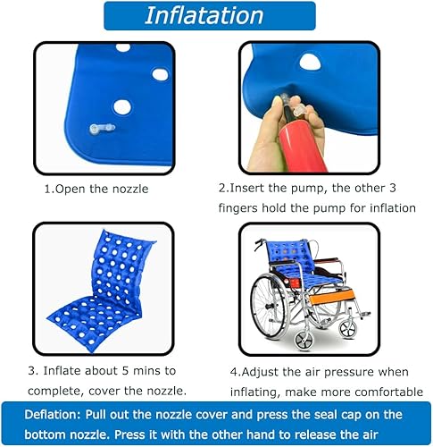 Miniatura 5 de Cojín de asiento inflable para silla de ruedas con respaldo completo, almohadilla de asiento antiescaras para discapacitados ancianos postrados en
