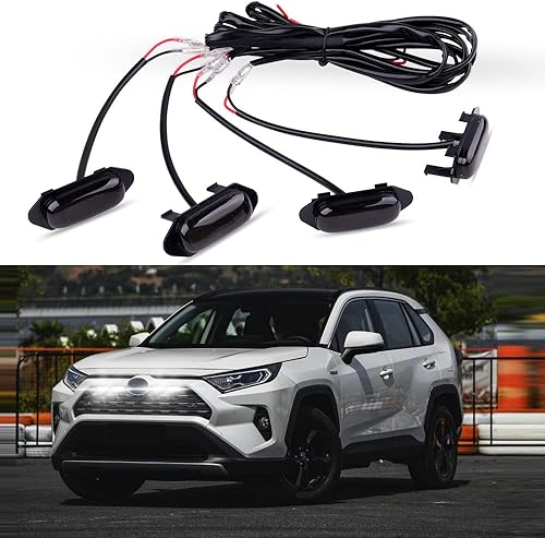 Luces LED para parrilla delantera Toyota 2019 2020 2021 2022 2023 2024 RAV4 Raptor luces blancas para parrilla para camiones con arnés de cableado,
