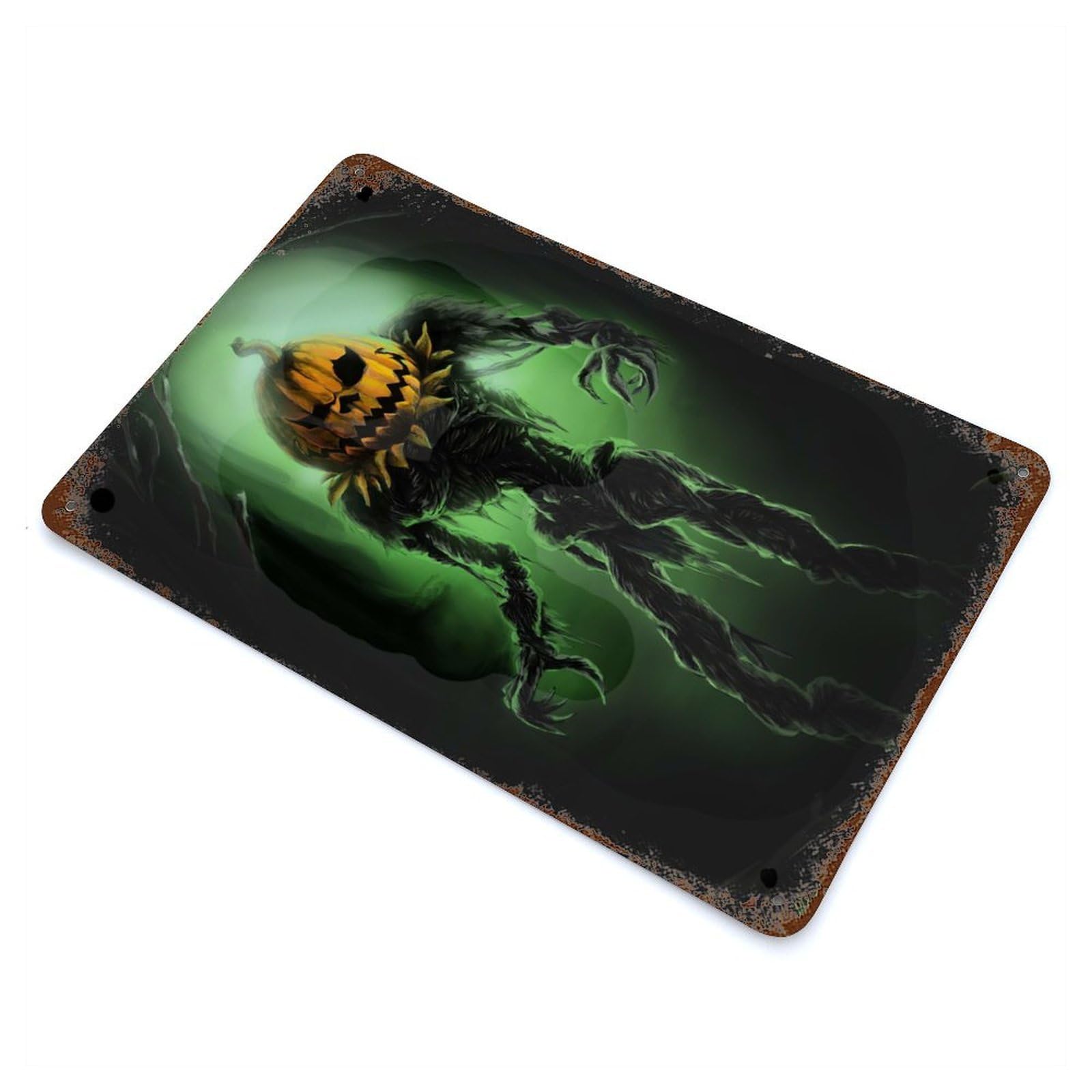 Pumpkin King Rust Effect Tin Sign 11.8"x7.9", Ideal for Garage, Bar And Workshop Decor