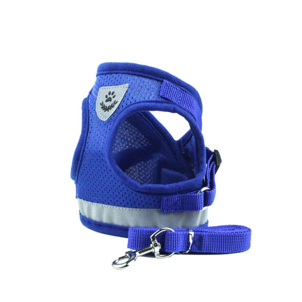 Deggodech Soft Breathable Dogs Vest Harness Reflective Dog Harness and Leash Set Adjustable Cat Walking Harness and lead Set Escape Proof for kitten Cat Dog (M, Blue) — image 1