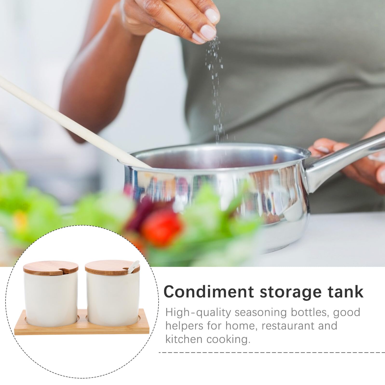 Homoyoyo Barattolo per Condimenti in Porcellana Bianco Chiusura Ermetica e Apertura con Mano per Cucina e Preparazione di Piatto