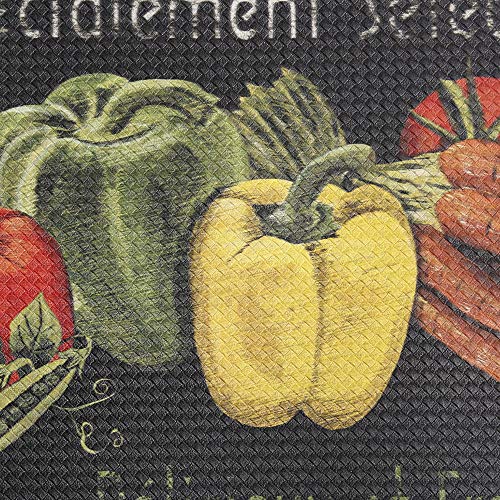 J&V Textiles Anti Fatigue Kitchen Mat - Kitchen Mat Cushioned Anti Fatigue, Kitchen Floor Mats Cushioned, Non Slip Waterproof Mat Standing Desk, 20X36X1/2 Inches (Les Legumes) #TOP3