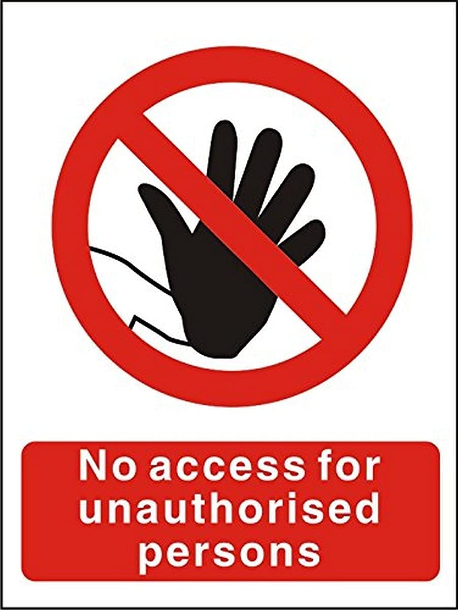Seco No Access for Unauthorised Persons Sign, 300mm x 400mm - Self Adhesive Vinyl