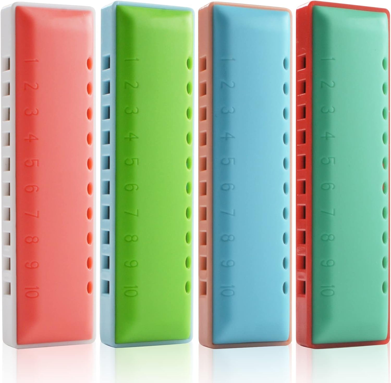 4PCS Harmonica for Kids Children Toddlers Beginners 10 Hole Plastic Harmonicas Set