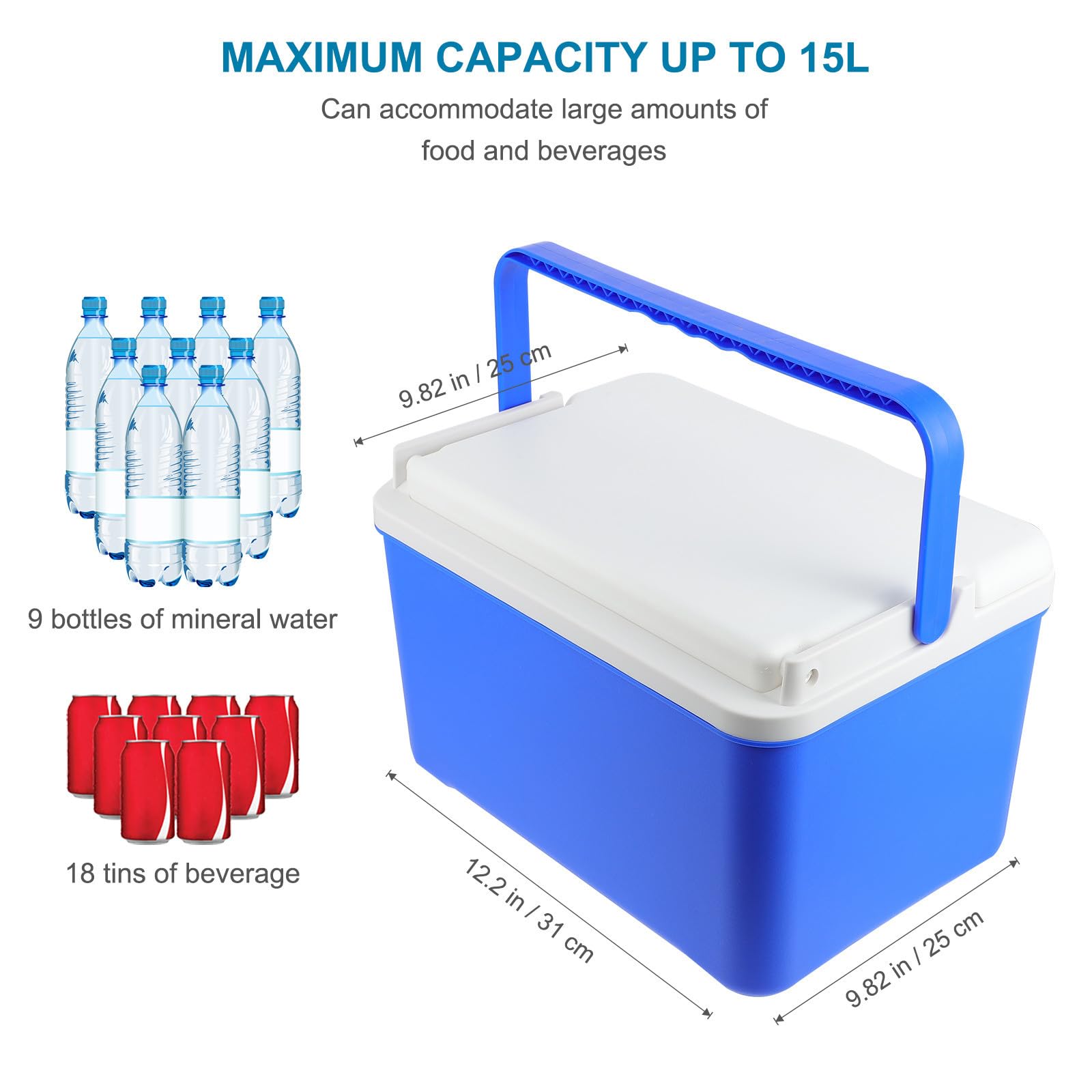 Cestino Termico Portatile da Picnic 12l in Pvc con Manico Blu