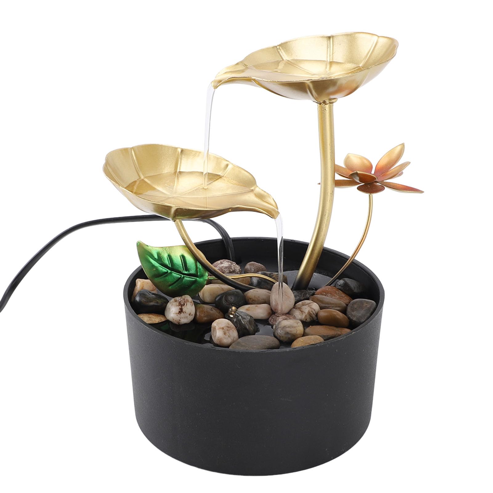 Tnfeeon Fuente de Agua de Mesa, Cascada Interior de 3 Niveles con Luces LED, Fuente de Agua de Relajación para Escritorio de Oficina en Casa