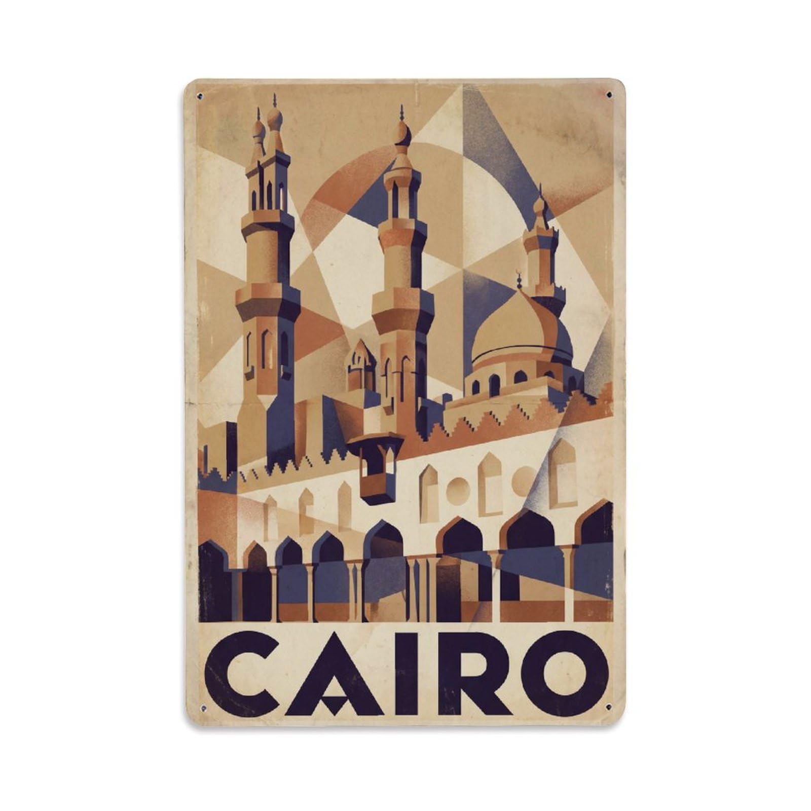 Gead 8X12inch Style Vintage Travel Cairo Gateway Metal Tin Sign