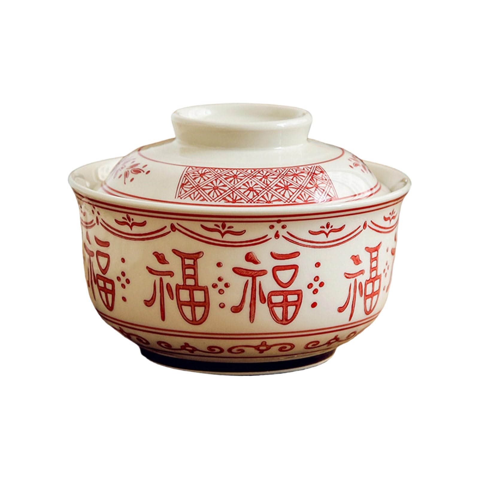 LUCKGONI Microwave Safe Ceramic Ramen Bowl with Lid for Spill Soup Noodles Serving Container in Homes Restaurant Kitchen