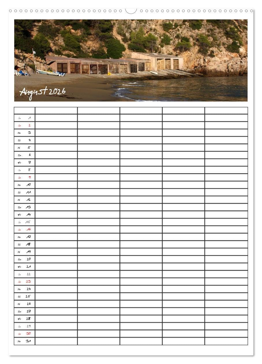Ibiza/Familienplaner (hochwertiger Premium Wandkalender 2026 DIN A2 hoch), Kunstdruck in Hochglanz: Zauberhaftes Ibiza (CALVENDO Orte)
