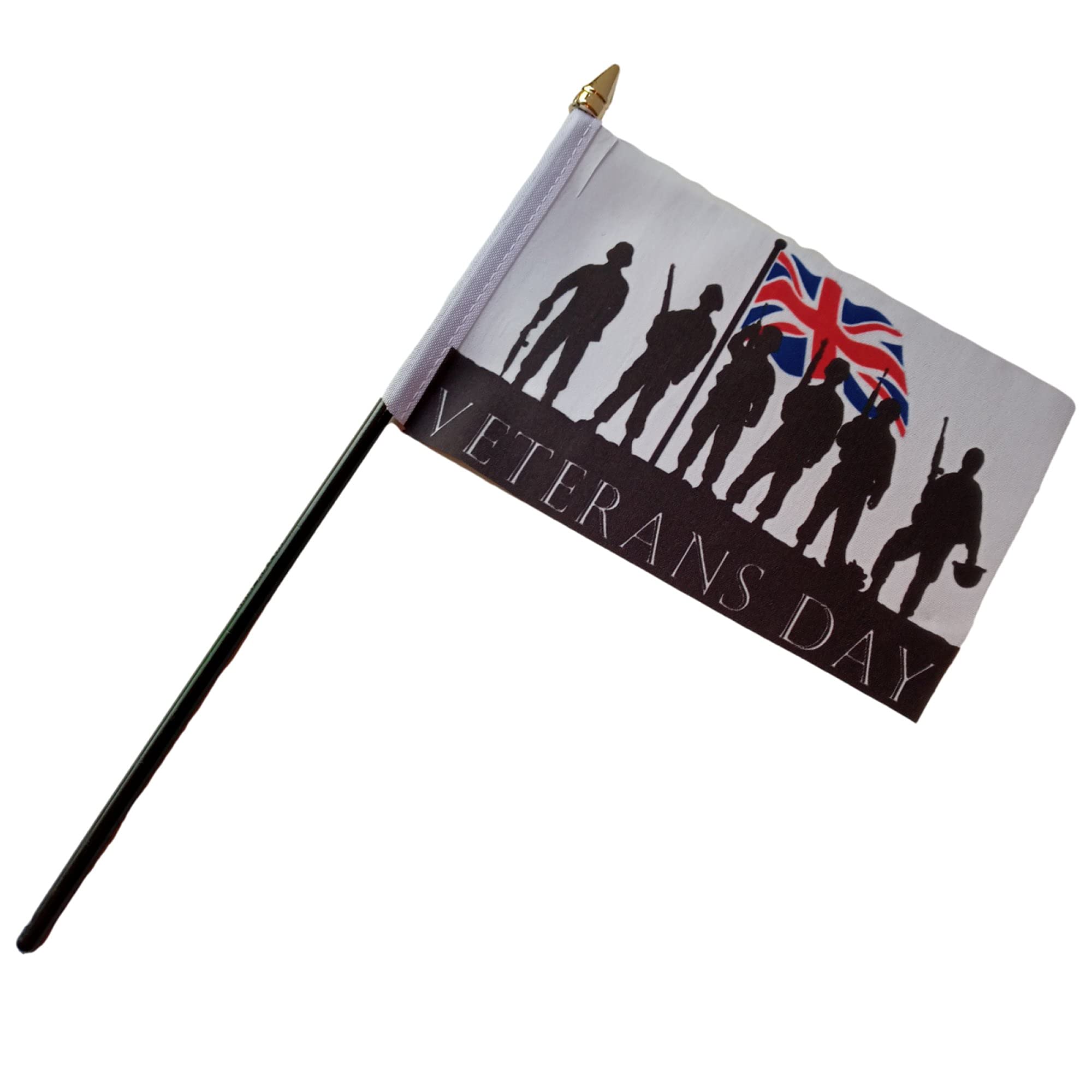 Veterans Day UK Soldier Remembrance Military 6" x 4" Hand waving Flag