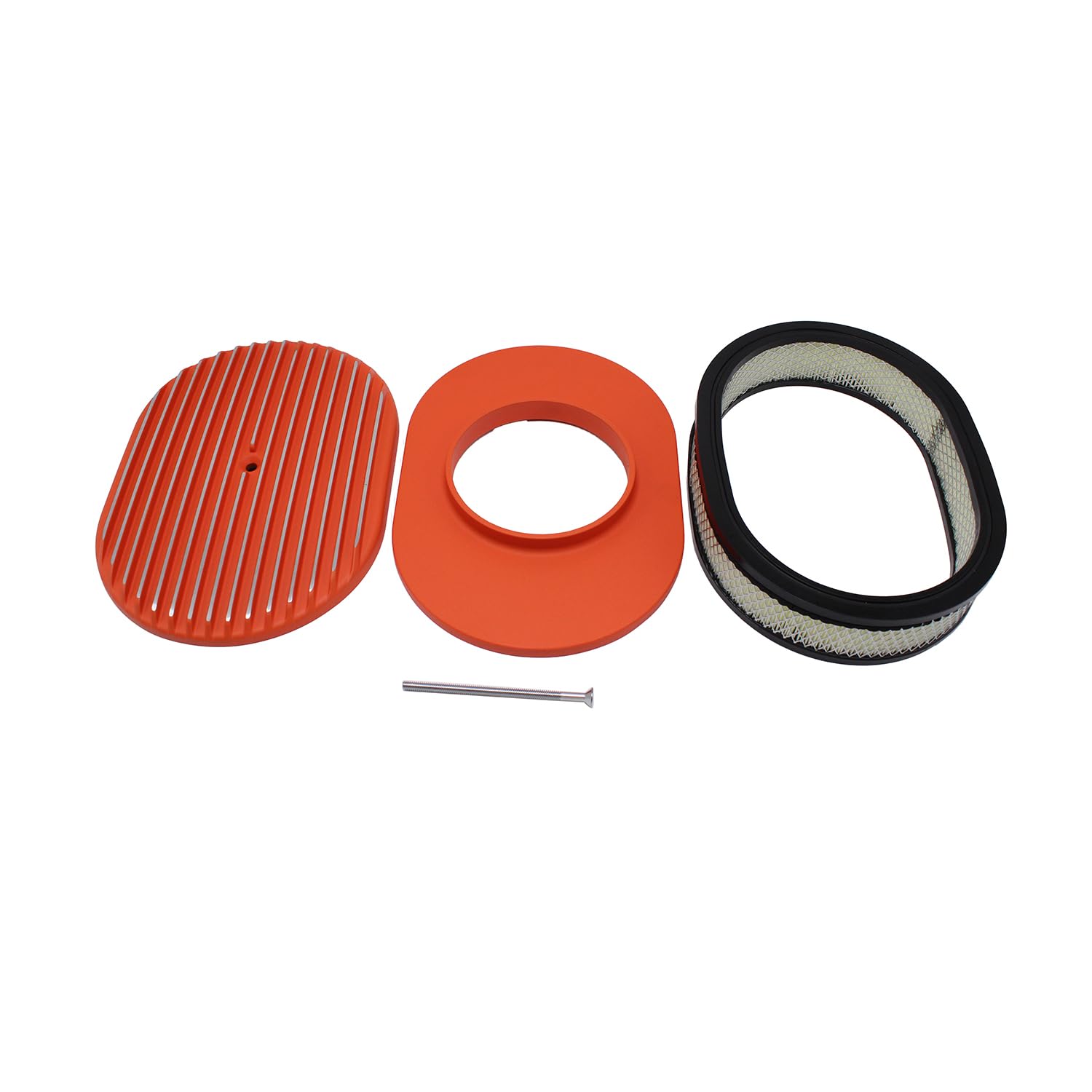 1 Set SHLPDFM Air Cleaner Polished Aluminum Orange 12"" Oval Full Finned Air Cleaner Assembly Fits for Chevy, Ford, & Mopar Hot Rod
