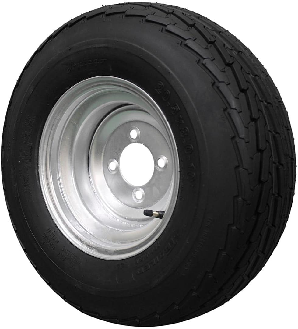 Antego Tire & Wheel (Set of 4) 205/65-10 20.5x8.0-10 10 Ply Load Range E Super Durable Trailer Tire Wheel Assembly - 4 Lug Galvanized Rims