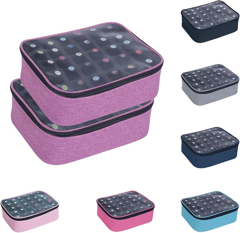 UOZL Estojo organizador para esmaltes com tampa transparente, roxo, pacote com 2