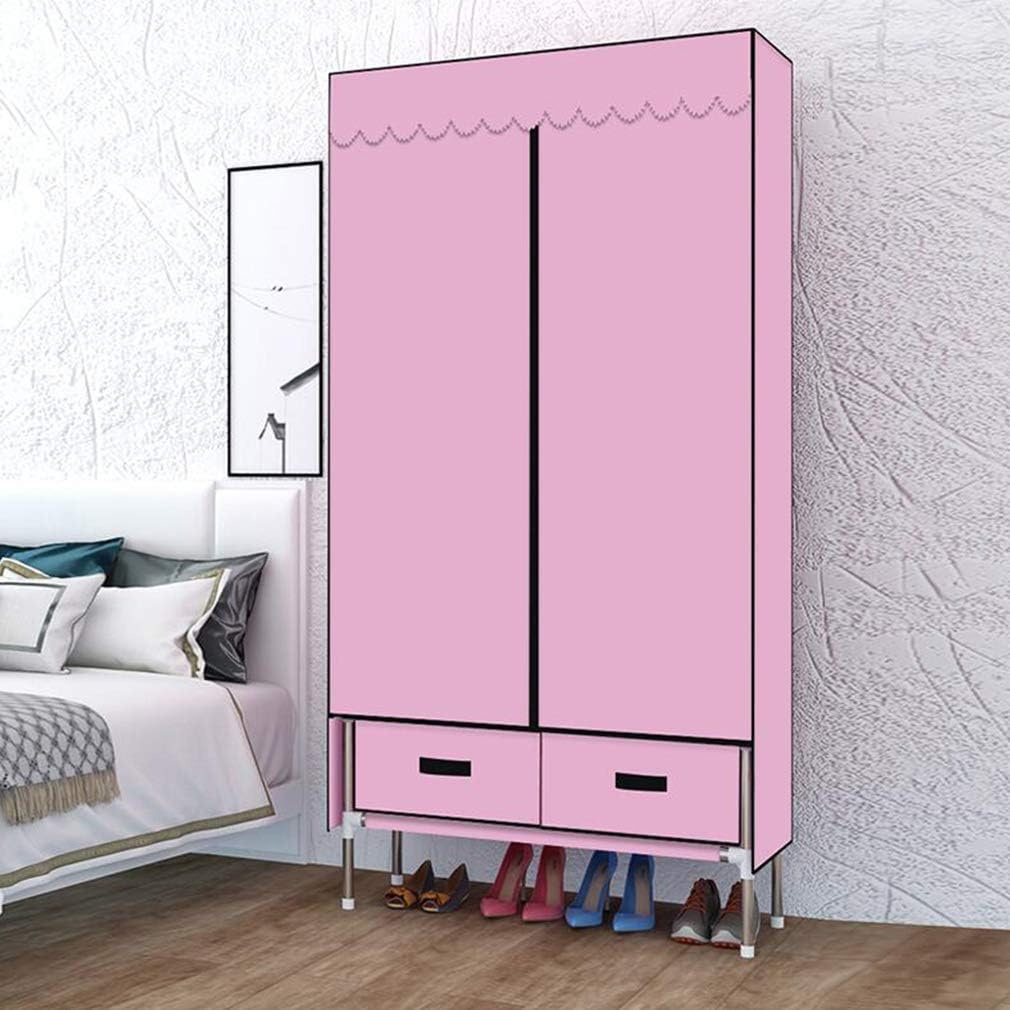 Cloth Wardrobe Clothes Closet, Portable Closet Wardrobe Storage Closet Standing Closet Fabric Cabinet Portable Wardrobe,Pink_70x45x168cm