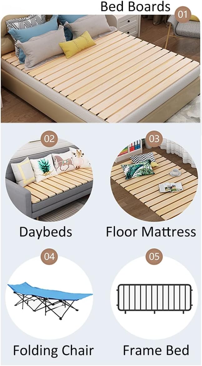 Queen Bed Slats Foldable, Platform Frame Full Wood Mattress, Roll Up Bunkie Board Replacement for King Bed/Couch/Bunk Beds/Daybeds, Load 200KG (Color : WxL, Size 135x200cm(53" x78.7