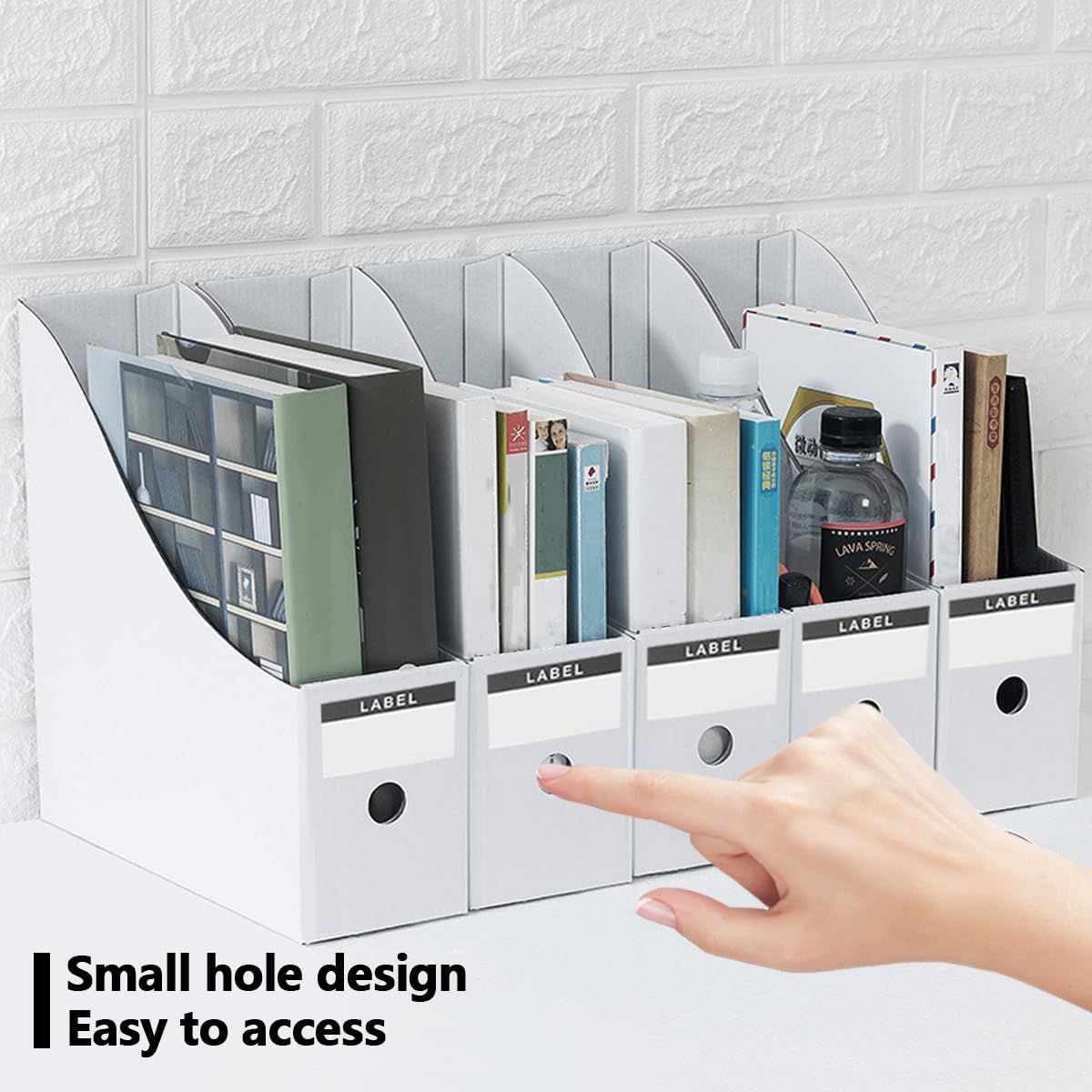 24 Pcs Cardboard Magazine File Holders Organizer Box Magazine Holder Sturdy Book Magazine Paper Organizer Storage Folder Holder for Home, Office, Desk and Shelves Supplies(White)