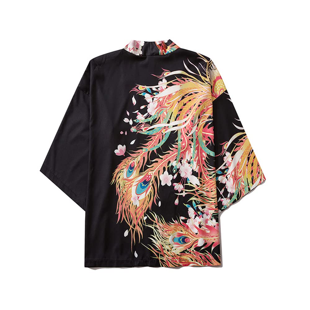 SINROYEE Kimono de manga 3/4 para mujer, estampado de chal japonés, cárdigan, parte superior para cubrir traje de baño de anime, 11, Talla única