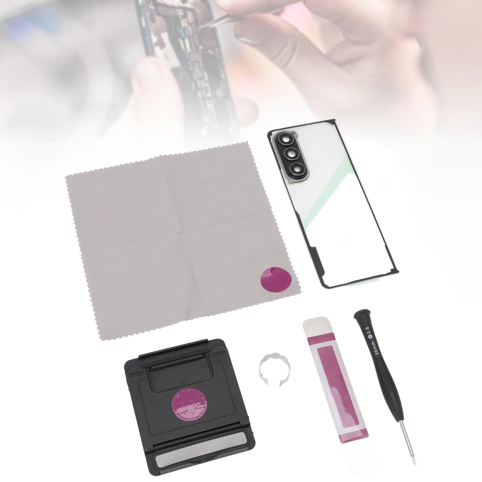 Cryfokt Cover Posteriore in Vetro per Telefono, Sostituzione per Z Fold 5 | Vetro rinforzato resistente, facile installazione adesiva, progettato per i modelli Z Fold, set di strumenti di riparazione