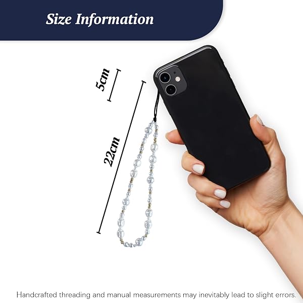 WCCH Beaded Phone Charm Y2K Kawaii Handmade Acrylic Phone Lanyard Wrist Strap for Camera Bag Airpods Keychain Charm Gold and White Pearls - 5