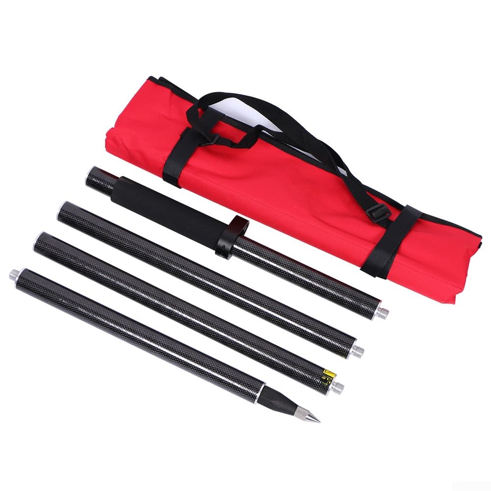 4 pezzi asta di carbonio, lunghezza 2 m di lunghezza del palo di rilevamento 5/8 "GPS prismi palo in fibra di carbonio GPS GNSS RTK SURVEYING, 5 cm per sezione, dado isolato