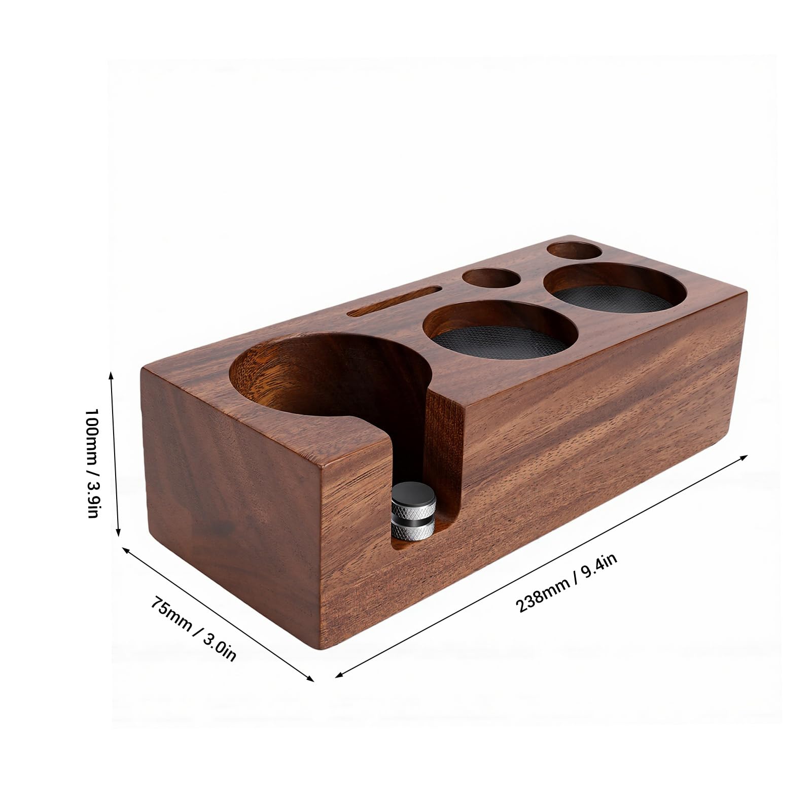 Naroote 51 Mm 53 Mm Espresso-Tampingstation, Walnuss-Kaffeezubehör-Organizer mit Effizienter Aufbewahrung, Platzsparender und Rutschfester Basis für Heim-Baristas