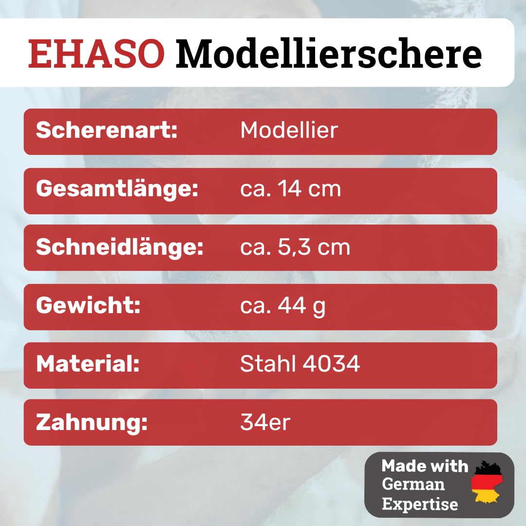 EHASO einseitige, hochwertige Modellierschere, 14cm, 34er Zahnung