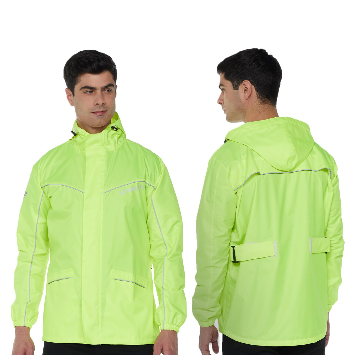 Amazon Brand - Symactive Unisex Adult Rain Standard Length Jacket | Waterproof Polyester Shell | Motorcycle Riding Rain Jacket | Heat Sealed Seams | Fluorescent Green, L-image-24