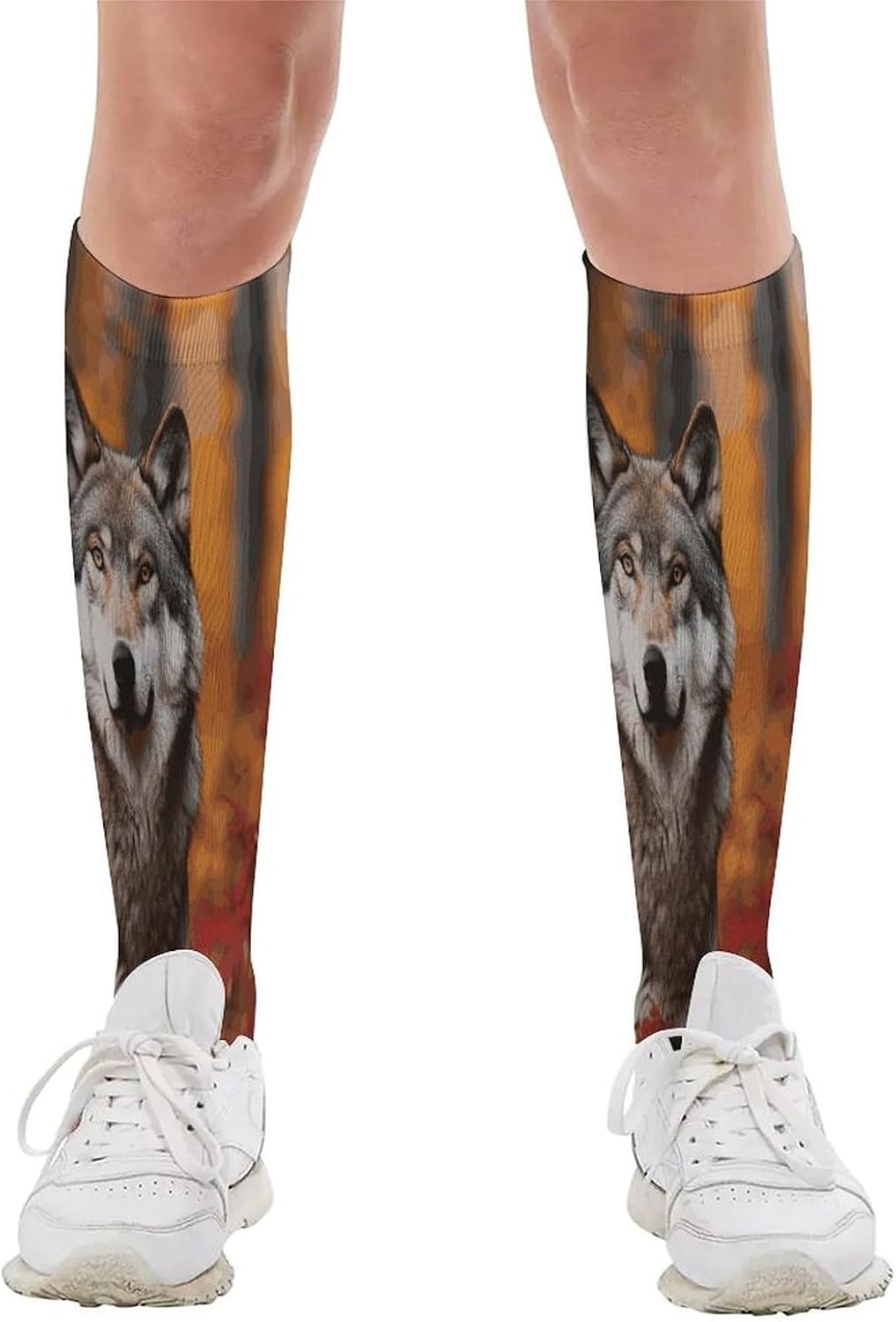 Autumn Animals Wolf Crew Socks Calf Socks Athletic Crew Sock