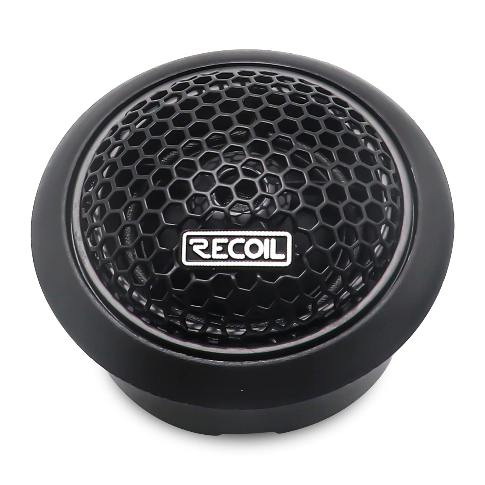 RECOIL RET1 Tweeter Voiture Dôme Soie Néodyme 2,5cm Crossover 3 Niveaux | 100W Max, 50W RMS, 92dB, Montage Surface/Angle/Encastré – Paire