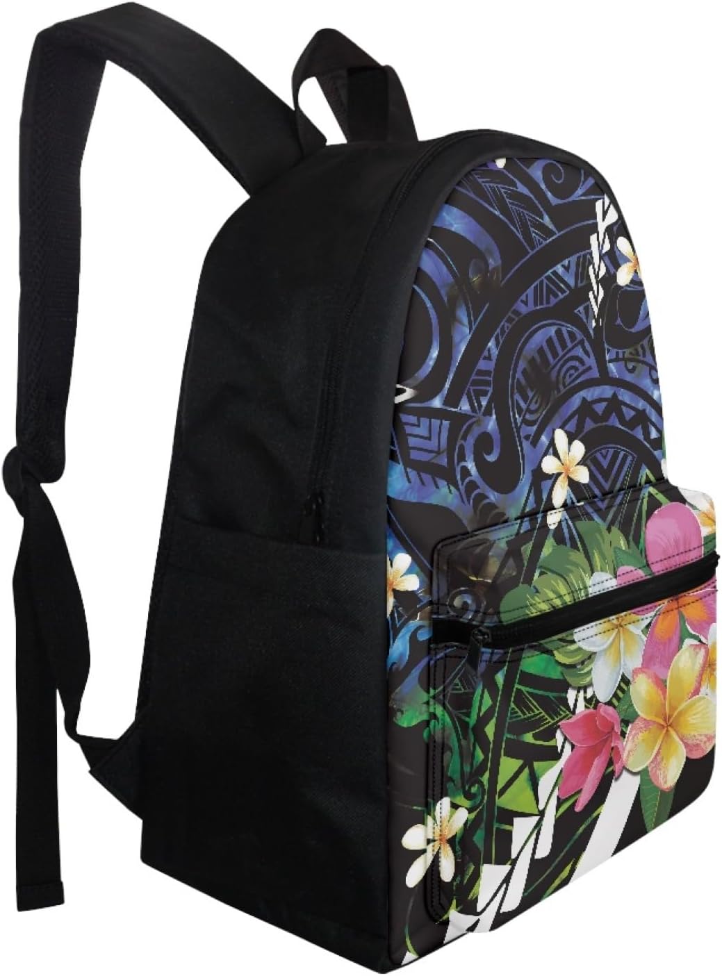 Flower Leaf Plumeria Print Backpack for Women Polynesian Print Travel Backpack,School Backpack for Girls Teens College Laptop Backpack,School Supplies for Teen Girls