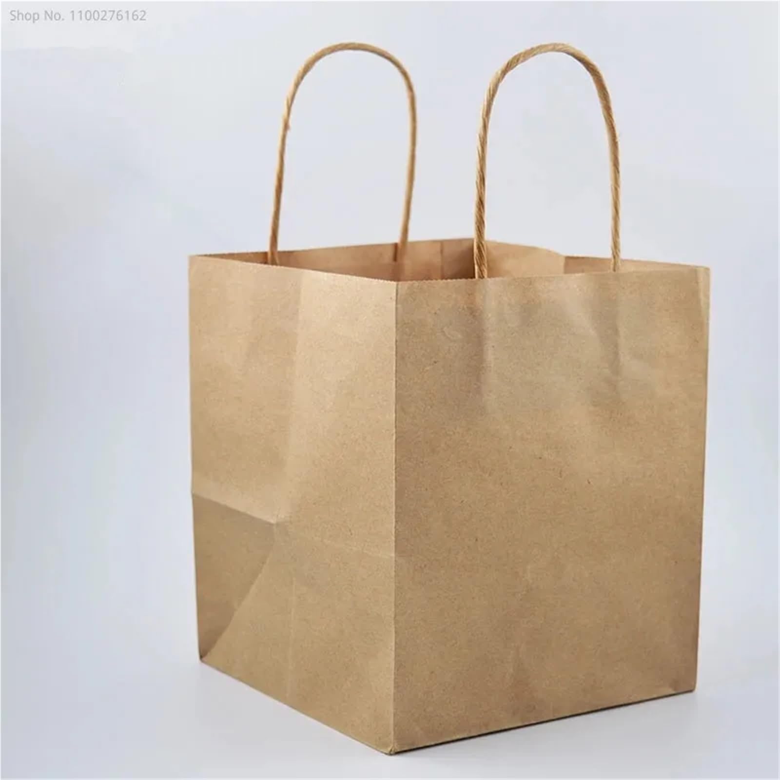 Sacchetti Carta Kraft 30 pezzi 150 * 150 * 170 mm bianco/naturale carta kraft sacchetto quadrato fondo largo for imballaggio da asporto cibo di for con maniglia(Color1)