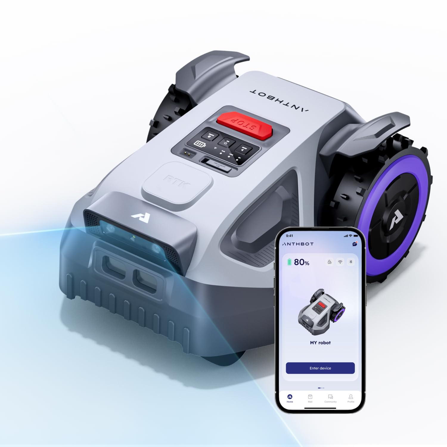 M5 Robot Lawn Mower,RTK+NRTK Navigation Perimeter Wire Free 1/4 Acre, Vision Obstacle Avoidance Robotic Lawnmower with Automatic Mapping Zone Division, 45% Slope, App Control