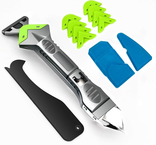 JUNEU 5 in 1 Caulking Tool Kit Sealant Finishing Tool Caulk Remover Mastic Tools Sealant Remover Tool Silicone Sealant Remover for Bathroom Kitchen Room Floor Corner
