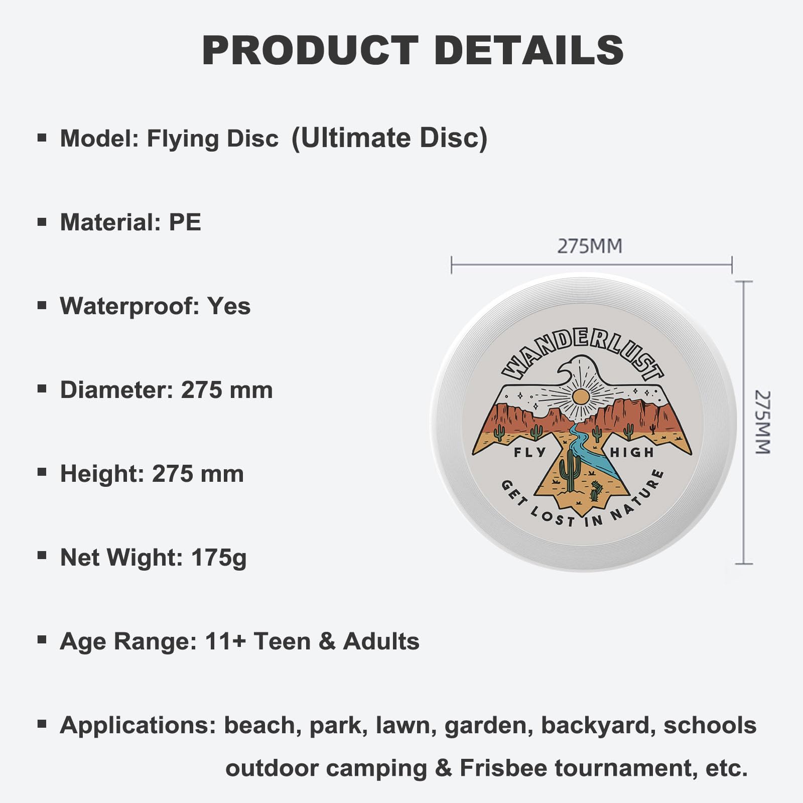 Uanvaha Desert Eagle Sport Disc Wanderlust Cactus Tropical Flying Disc 175g Ultimate Disc Equipment for Backyard Beach Park Lawn Outdoor Sports