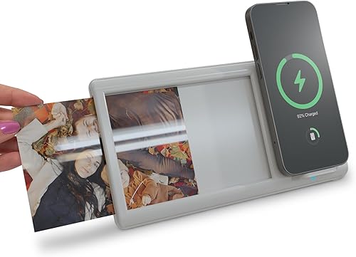 Estación de carga inalámbrica Smartpix cargador de 10 W, marco de fotos de 4 x 6  Base de escritorio y accesorio para mesita de noche  Diseño sin