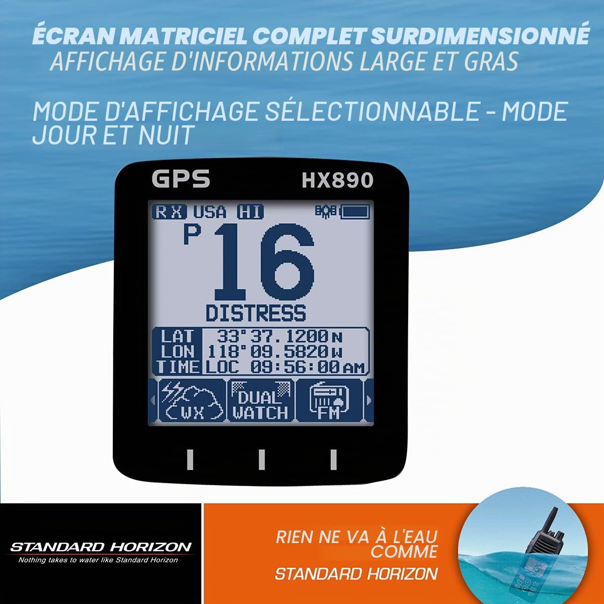 Standard Horizon HX890 VHF portatif noir - 6 W