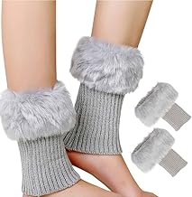 1 Pair of Women's Crochet Short Knitted Boot Covers with Short Cuffs, Knitted Short Leg Warmers and Covers - Light Grey, bright grey (ral 7035)