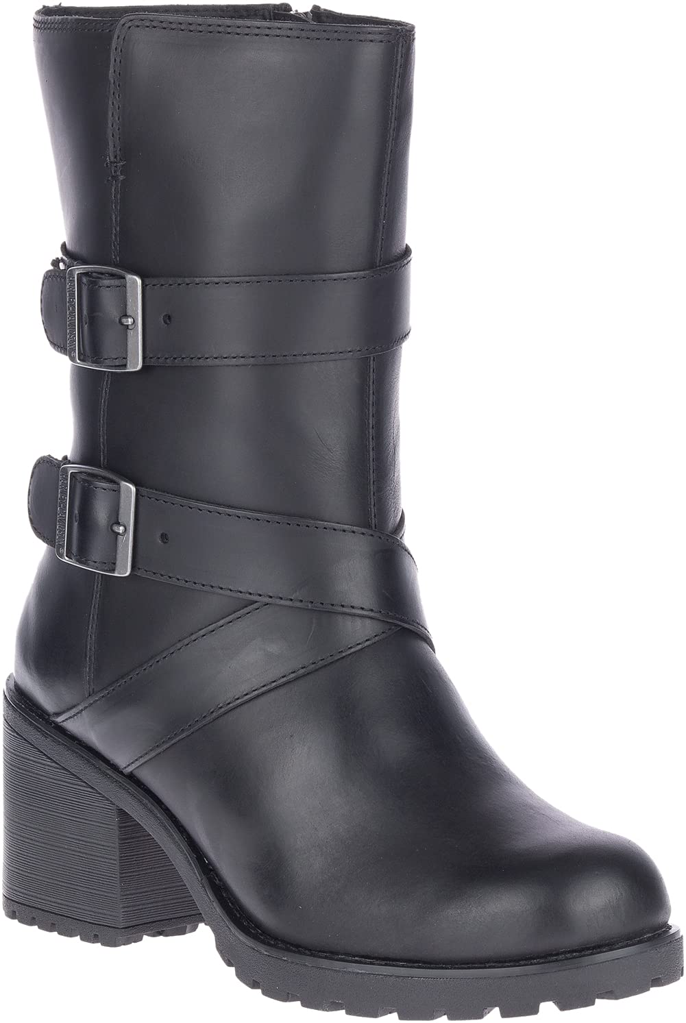 HARLEY-DAVIDSON FOOTWEAR Women's Lalanne Triple Strap Motorcycle Boot, Black, 7