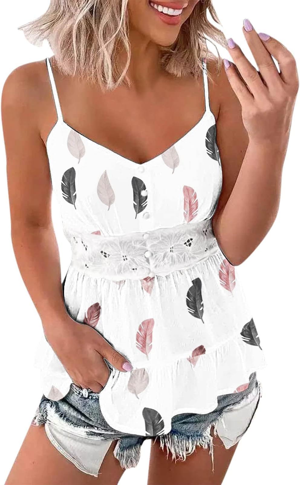Summer Top For Women 2022 Women Tank Top Sleeveless Top Spaghetti Strap Women Casual V Neck Sling Vest Camisoles Race