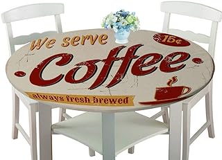 Rotonde Tovaglia in Poliestere con Bordo Elastico, Treer Copritavolo Lavabile Impermeabile Antipolvere Tovaglia con 3D Cibo Stampa per Cucina Giardino Decorazione Tavolo (caffè,150cm)