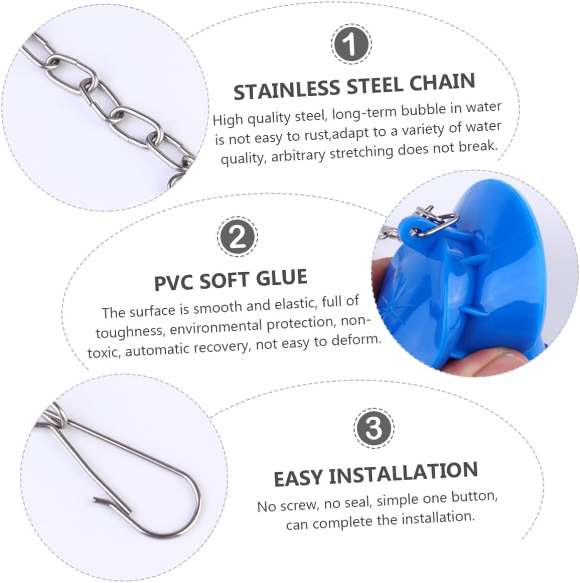 3pcs Practical Toilet Flapper for Efficient Drainage Water-saving Toilet Tank Accessory for Home Bathroom Installation