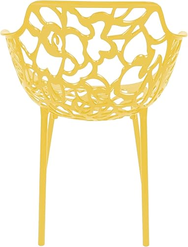 Miniatura 6 de LeisureMod Devon - Sillón apilable de aluminio moderno para interiores y exteriores, color amarillo