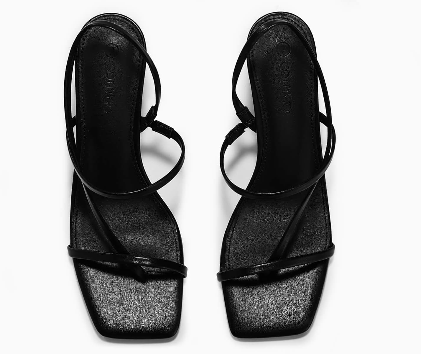 Coutgo Womens Strappy Kitten Heels Sandals Square Open Toe Flip Flops Slingback Thong Sandals Party Dress Shoes - Image 6